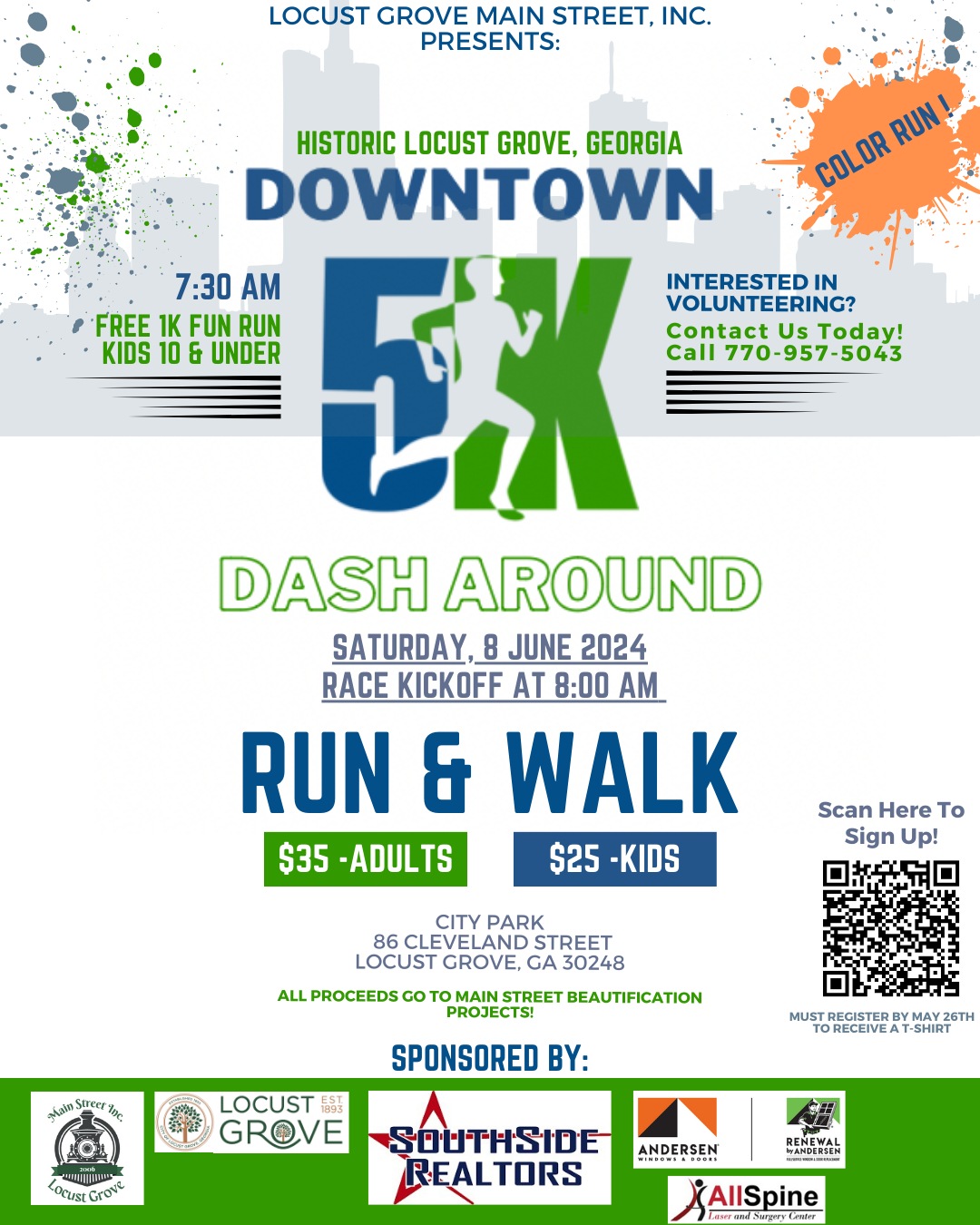 2024 Downtown Dash Around 5k Flyer